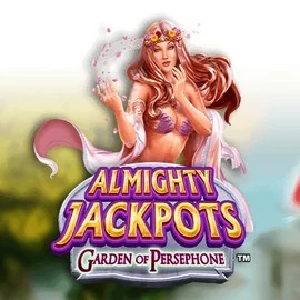 Almighty Jackpots: Garden of Persephone slot logo by Novomatic at Rocket Riches Casino