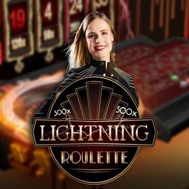 Live Casino logo of Lightning Roulette from Evolution at Rocket Riches Casino