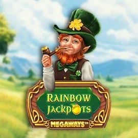 Rainbow Jackpots Megaways logo by Red Tiger Gaming at Rocket Riches Casino