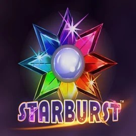 Starburst slot logo by NetEnt at Rocket Riches Casino